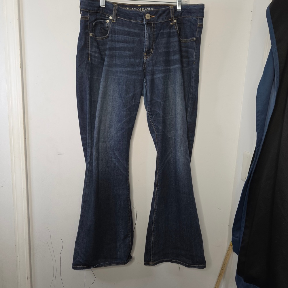 American Eagle Favorite Boyfriend Jeans Womens 16 Dark Wash Stretch Denim‎ Blue